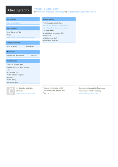 196 Vim Cheat Sheets - Cheatography.com: Cheat Sheets For Every Occasion