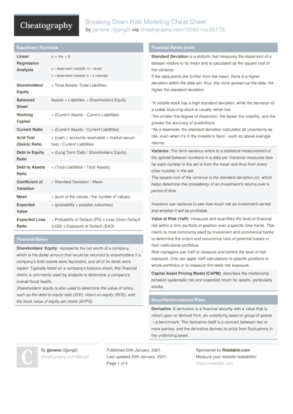 Breaking Down Risk Modeling Cheat Sheet by djjang2 - Download free from