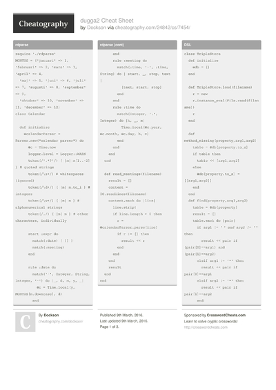 Cheat Sheets Matching 