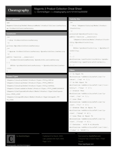 10 Magento Cheat Sheets - Cheatography.com: Cheat Sheets For Every Occasion