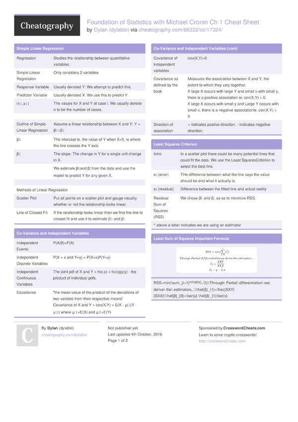 Foundation of Statistics with Michael Cronin Ch 1 Cheat Sheet by ...