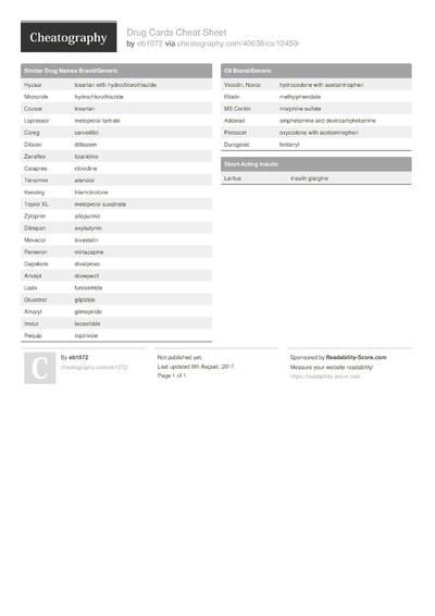 18 Drug Cheat Sheets - Cheatography.com: Cheat Sheets For Every Occasion