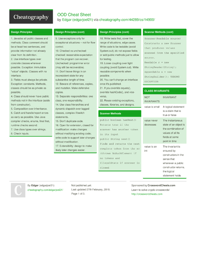 2 Ood Cheat Sheets - Cheatography.com: Cheat Sheets For Every Occasion