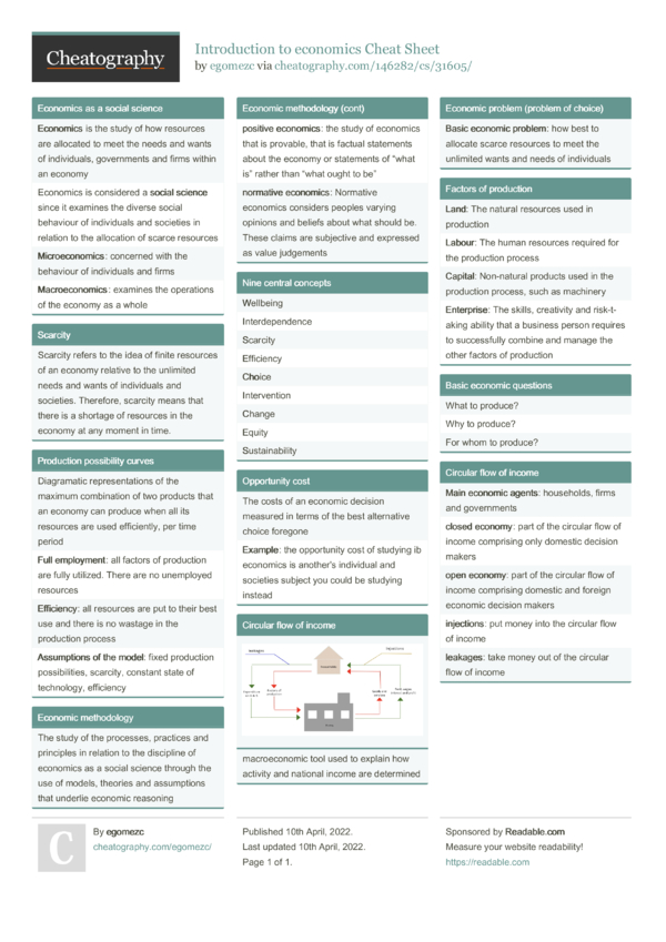 Introduction to economics Cheat Sheet by egomezc - Download free from ...