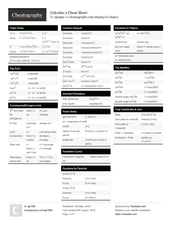 Calc Cheat Sheet