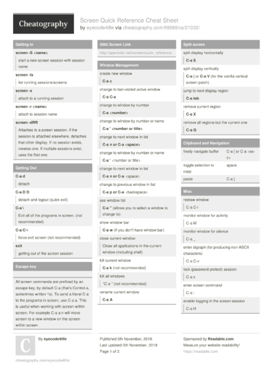 18 Screen Cheat Sheets - Cheatography.com: Cheat Sheets For Every Occasion