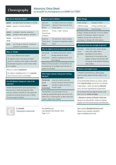 12 Astronomy Cheat Sheets - Cheatography.com: Cheat Sheets For Every ...