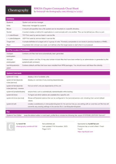6 Rhcsa Cheat Sheets - Cheatography.com: Cheat Sheets For Every Occasion