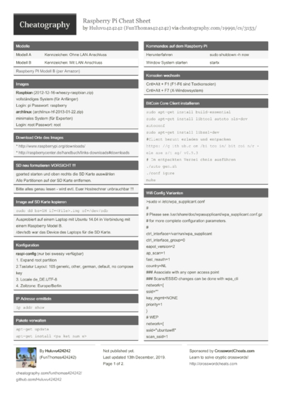 3 Raspberrypi Cheat Sheets - Cheatography.com: Cheat Sheets For Every ...