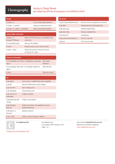 32 Unix Cheat Sheets - Cheatography.com: Cheat Sheets For Every Occasion