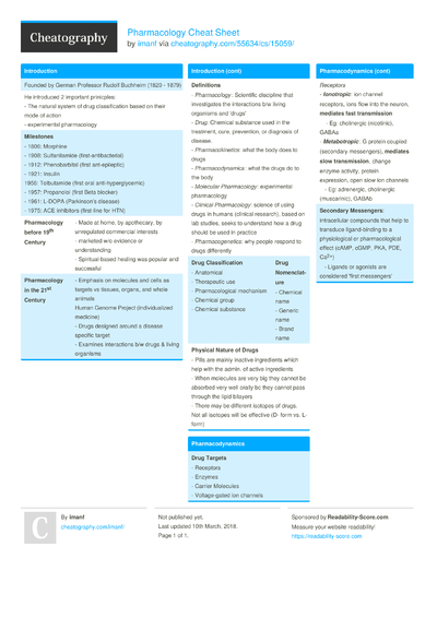 3 Pharmacokinetics Cheat Sheets - Cheatography.com: Cheat Sheets For ...