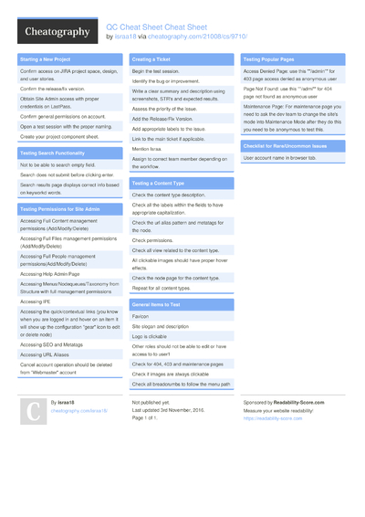 4 Qa Cheat Sheets - Cheatography.com: Cheat Sheets For Every Occasion