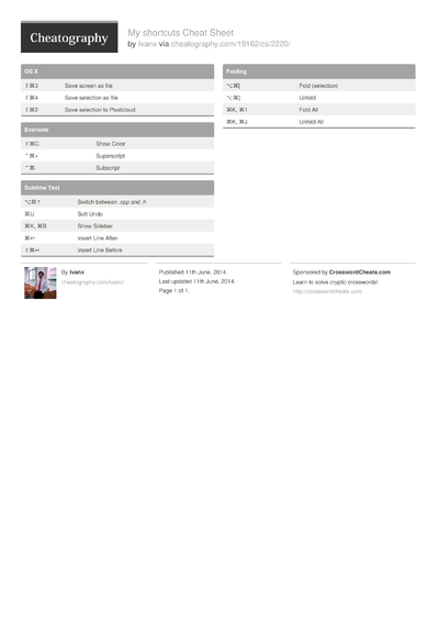 76 OSX Cheat Sheets - Cheatography.com: Cheat Sheets For Every Occasion