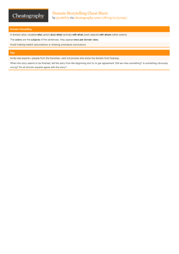Domain Storytelling Cheat Sheet by jacobd79 - Download free from ...