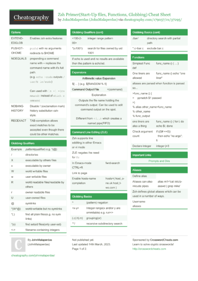 1 Globbing Cheat Sheet - Cheatography.com: Cheat Sheets For Every Occasion