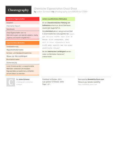 Cheat Sheets from October, 2018 - Cheatography.com: Cheat Sheets For ...