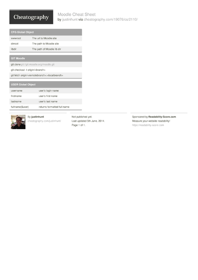 5 Moodle Cheat Sheets - Cheatography.com: Cheat Sheets For Every Occasion