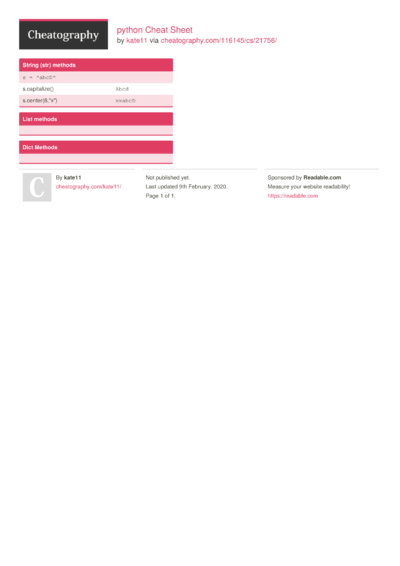 21 Python3 Cheat Sheets - Cheatography.com: Cheat Sheets For Every Occasion