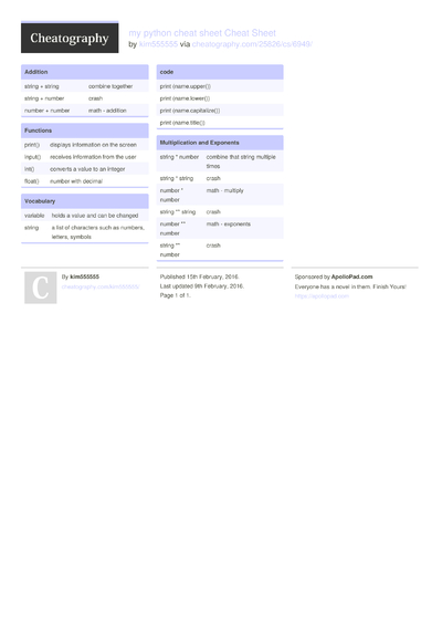 Cheat Sheets Matching