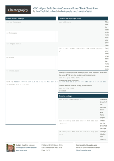 From source to the package Workshop Cheat Sheet by lethliel - Download ...