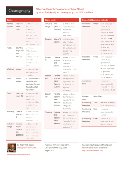 SXA Renderings Cheat Sheet by kpatil - Download free from Cheatography ...