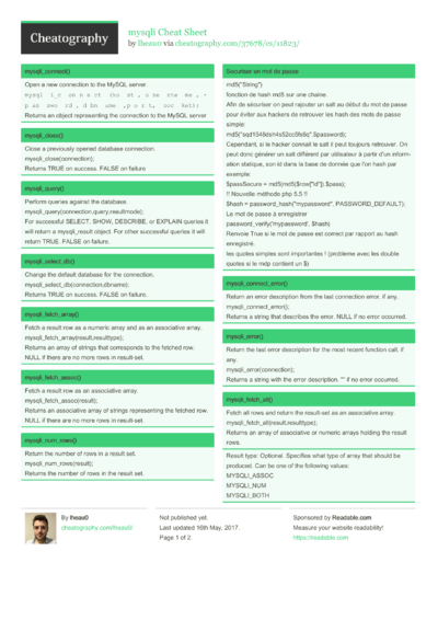 68 MySQL Cheat Sheets - Cheatography.com: Cheat Sheets For Every Occasion