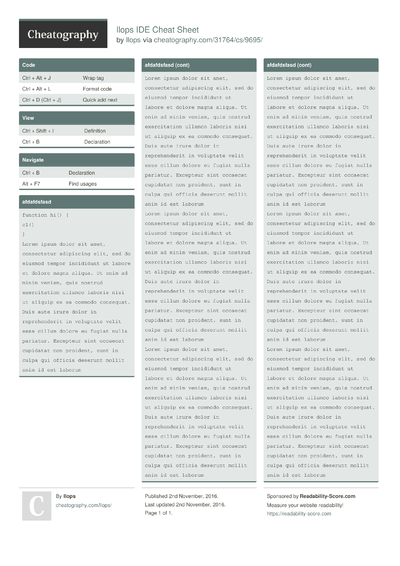 36 IDE Cheat Sheets - Cheatography.com: Cheat Sheets For Every Occasion