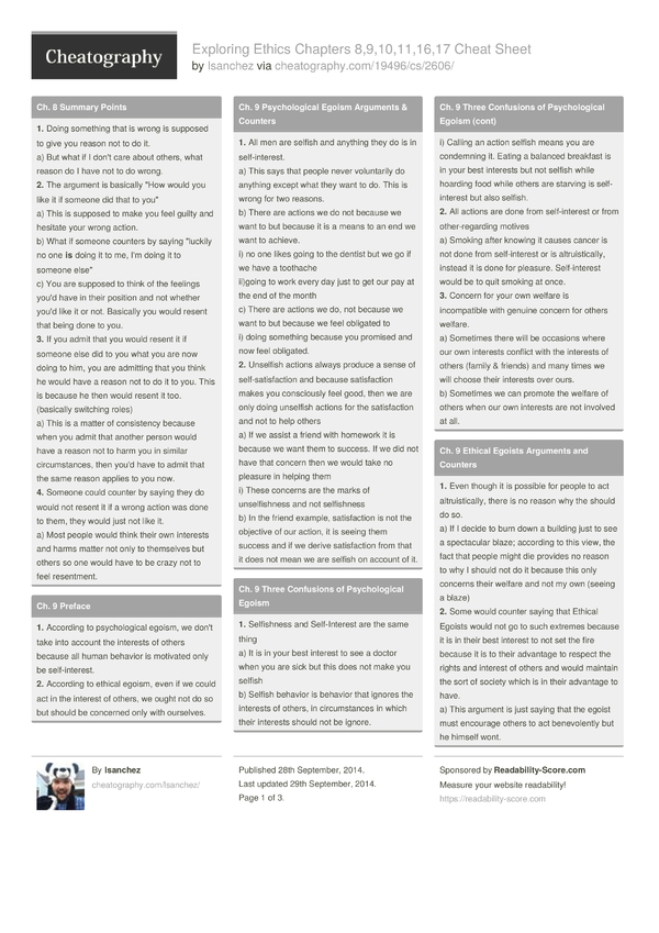 Exploring Ethics Chapters 8,9,10,11,16,17 Cheat Sheet By Lsanchez ...