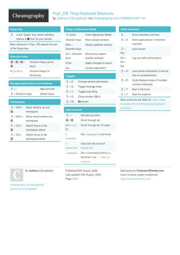 Pop!_OS Tiling Keyboard Shortcuts by LtSurgekopf - Download free from ...