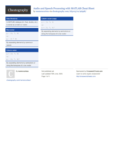 19 Audio Cheat Sheets - Cheatography.com: Cheat Sheets For Every Occasion