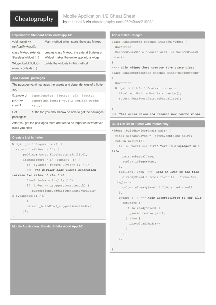 Flutter widgets cheat sheet pdf