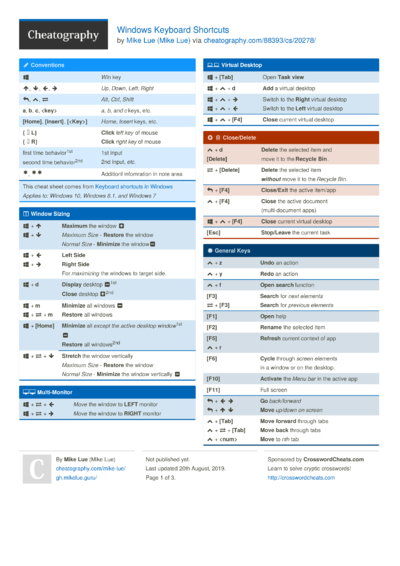 94 Windows Cheat Sheets - Cheatography.com: Cheat Sheets For Every Occasion