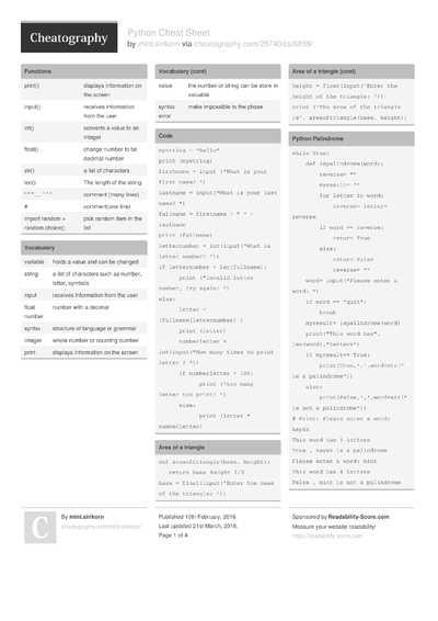 Cheat Sheets Matching 