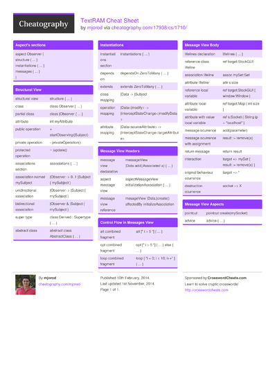 27 Models Cheat Sheets - Cheatography.com: Cheat Sheets For Every Occasion