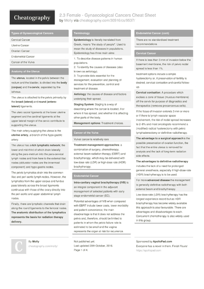 19 Cancer Cheat Sheets - Cheatography.com: Cheat Sheets For Every Occasion