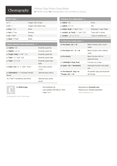 717 Python Cheat Sheets - Cheatography.com: Cheat Sheets For Every Occasion