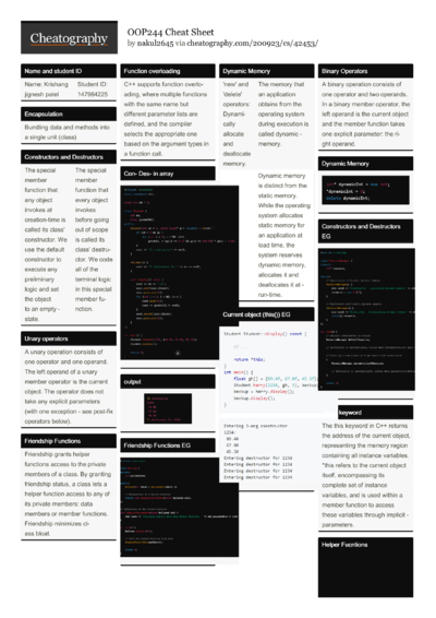 23 OOP Cheat Sheets - Cheatography.com: Cheat Sheets For Every Occasion