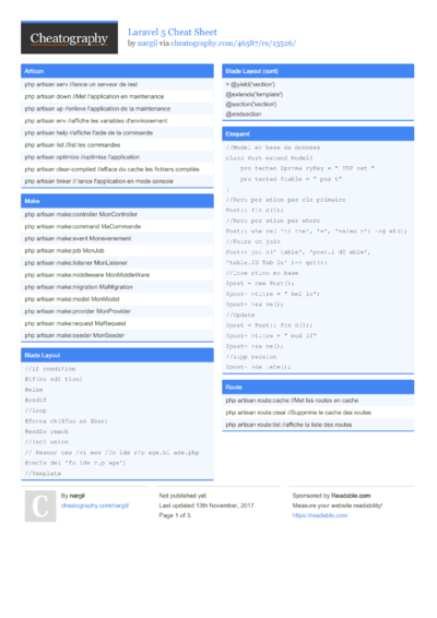 14 Laravel Cheat Sheets - Cheatography.com: Cheat Sheets For Every Occasion