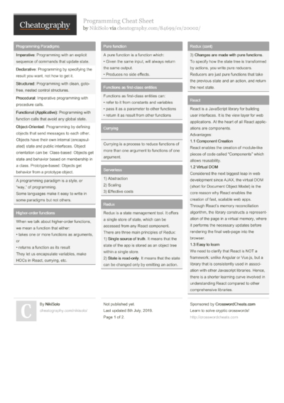 23 React Cheat Sheets - Cheatography.com: Cheat Sheets For Every Occasion