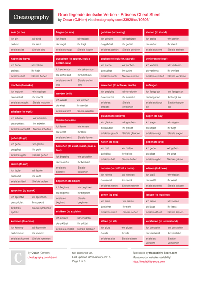 33 German Cheat Sheets - Cheatography.com: Cheat Sheets For Every Occasion