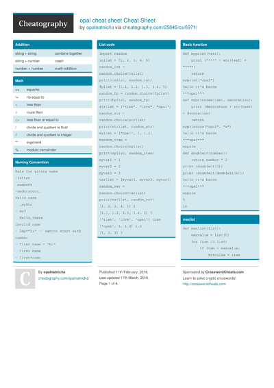 Cheat Sheets Matching 