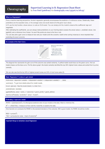 Introductory Statistics in R Cheat Sheet by patelivan - Download free ...