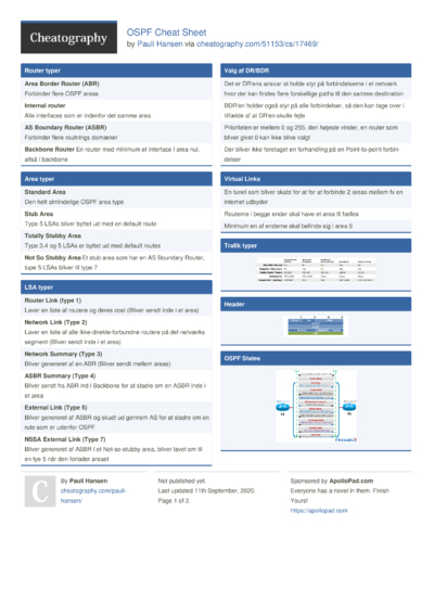 9 Ospf Cheat Sheets - Cheatography.com: Cheat Sheets For Every Occasion