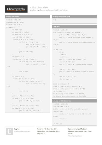 Java basic intro Cheat Sheet by phon - Download free from Cheatography ...