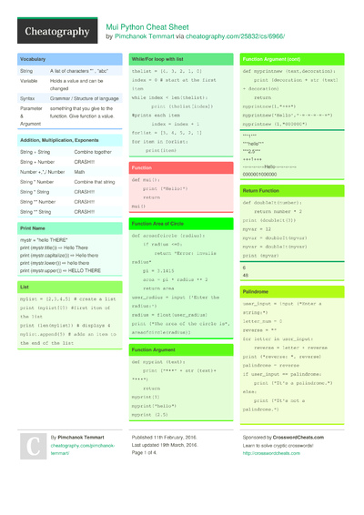 761 Python Cheat Sheets - Cheatography.com: Cheat Sheets For Every Occasion