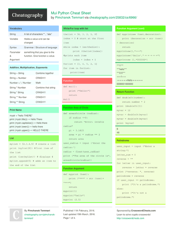 Mui Python Cheat Sheet by Pimchanok Temmart - Download free from ...