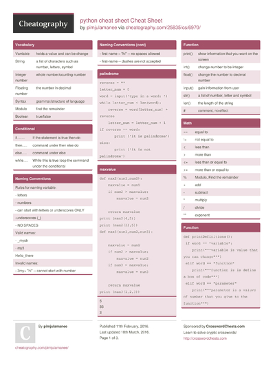 Cheat Sheets Matching 