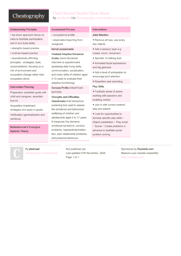 Child Mental Health Cheat Sheet by pitabread - Download free from ...