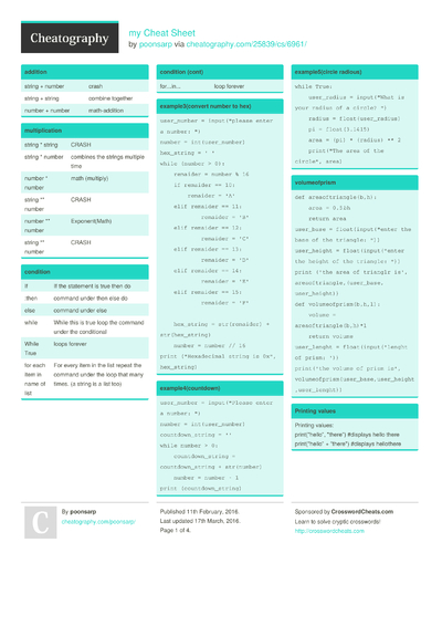 Cheat Sheets Matching 