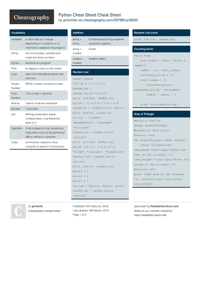 2714 Programming Cheat Sheets - Cheatography.com: Cheat Sheets For ...